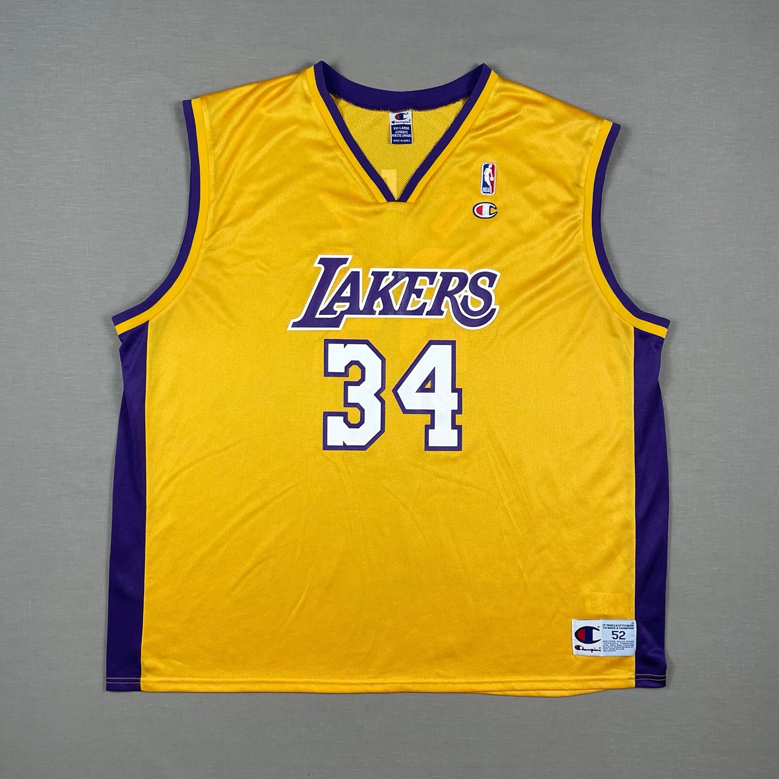 VTG 90’s Champion Shaquille O’Neal Jersey Mens 2XL Size 52 LA Lakers Shaq KOREA