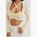 NWT For Love and Lemons Mona Cropped Polo Sweater in Ivory Sz Medium