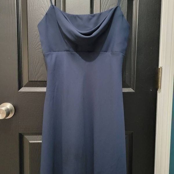 Michaelangelo Size 6 navy blue full length dress prom bridesmaid