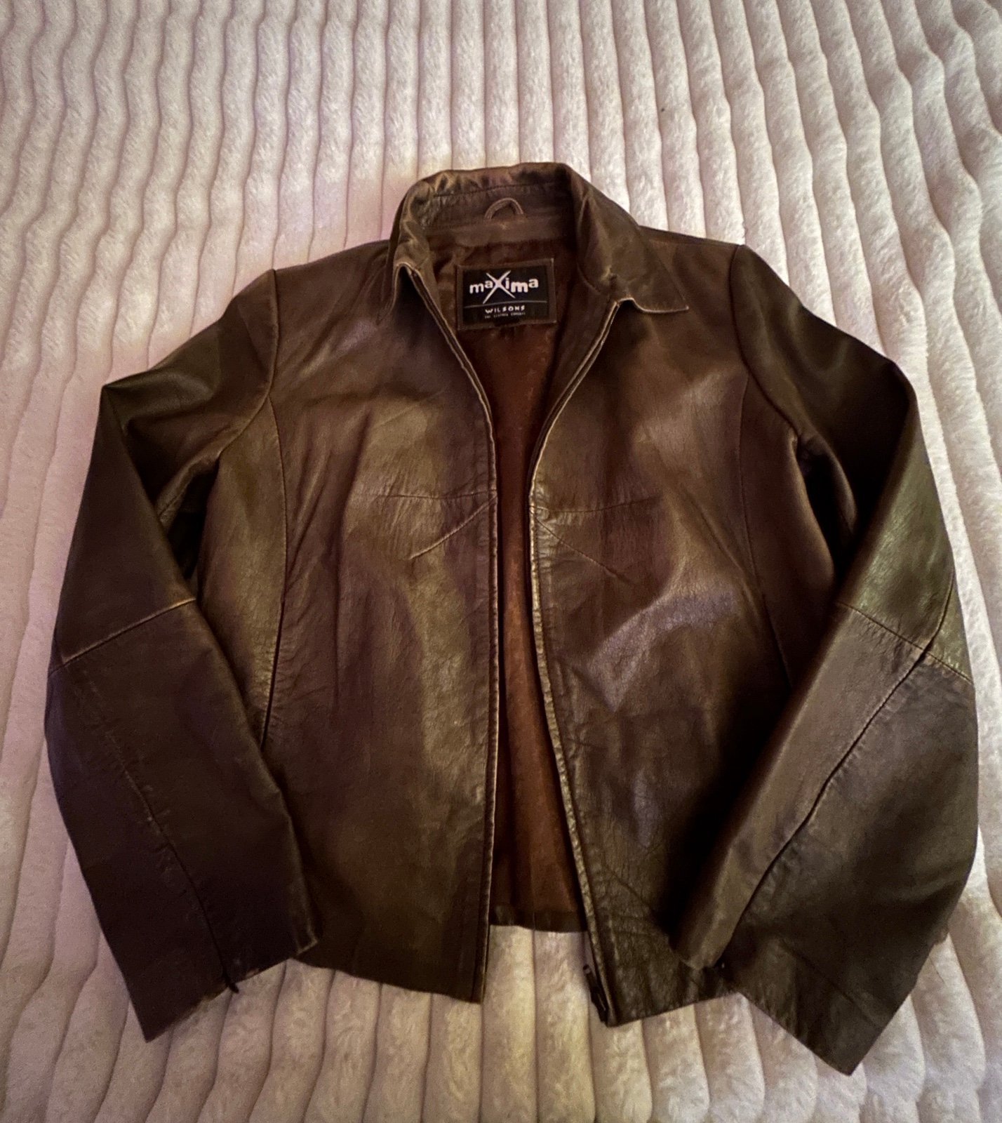 vintage oversized brown leather jacket