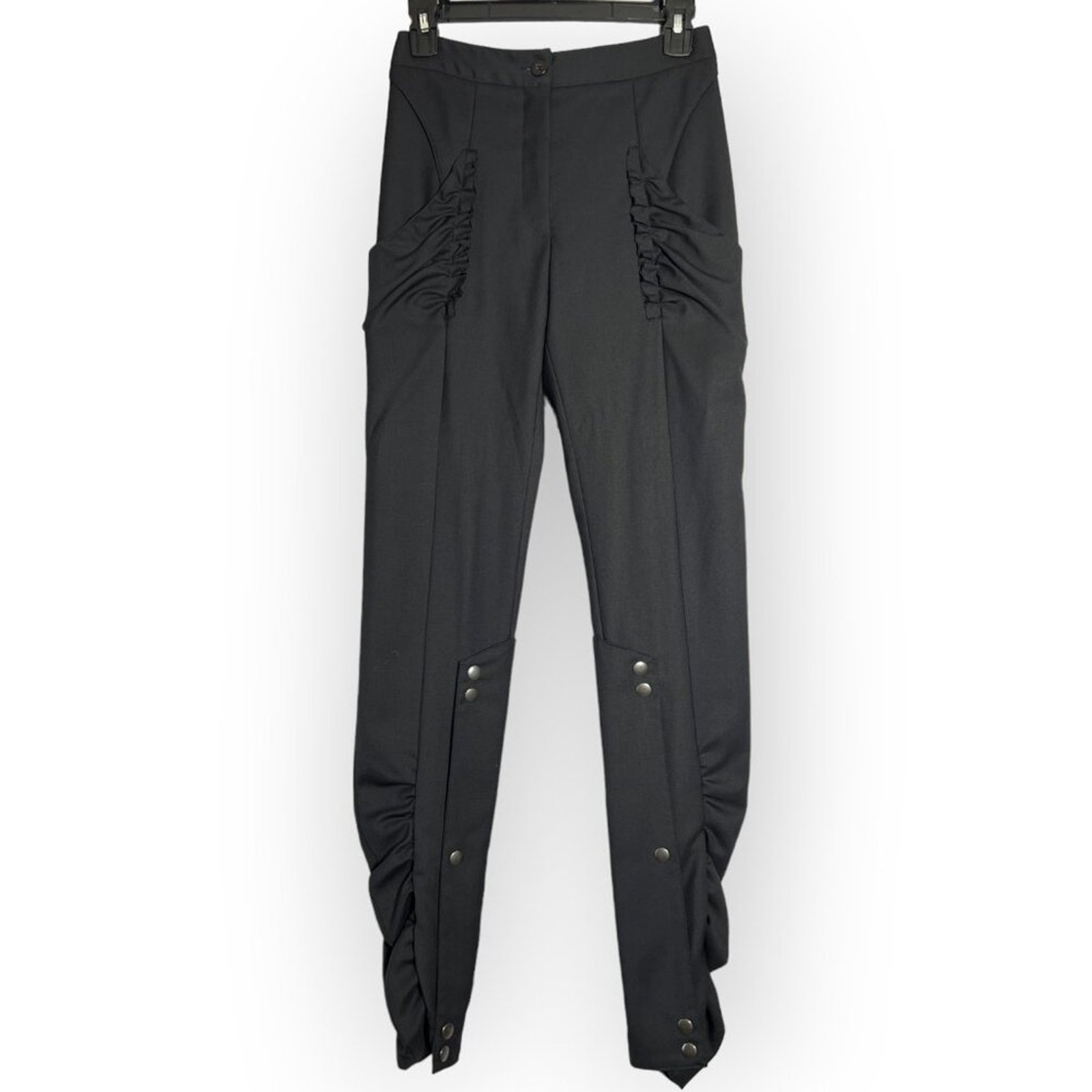 Bruno Pieters Ruffled Pant High Rise EU 36 WAIST 25 x 32 Black Zip Ankle Belgian
