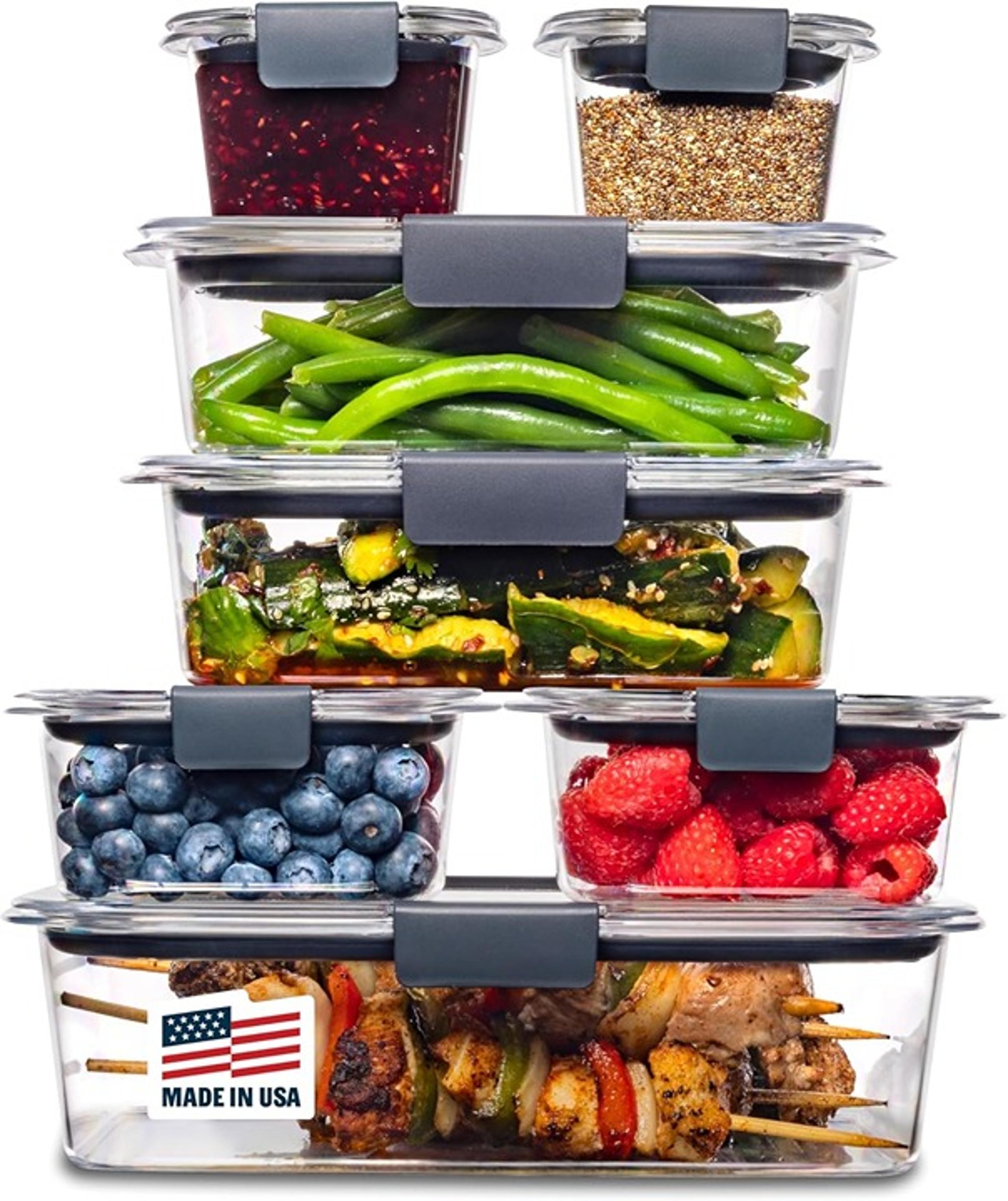 Rubbermaid Brilliance Food Storage Containers, 14 Piece Plastic Containers