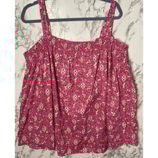 Lane Bryant Womens Pink Boho Floral Smocked Sleeveless Top Size 26/28