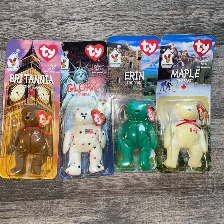 McDonald’s Mini Ty Beanie Babies Erin, Maple, Glory, & Britannia 1999 Toys