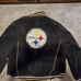 NFL Pittsburgh Steelers Team Varsity Jacket Black Leather XxL Patch Full Zip