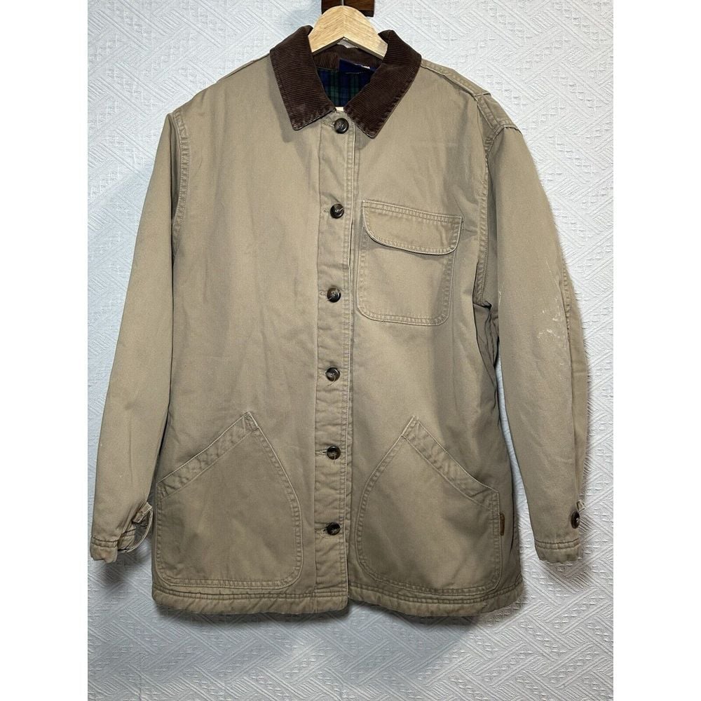 Vintage Dickies Painter White Blanket Lined Corduroy Collar Chore Jacket Medium