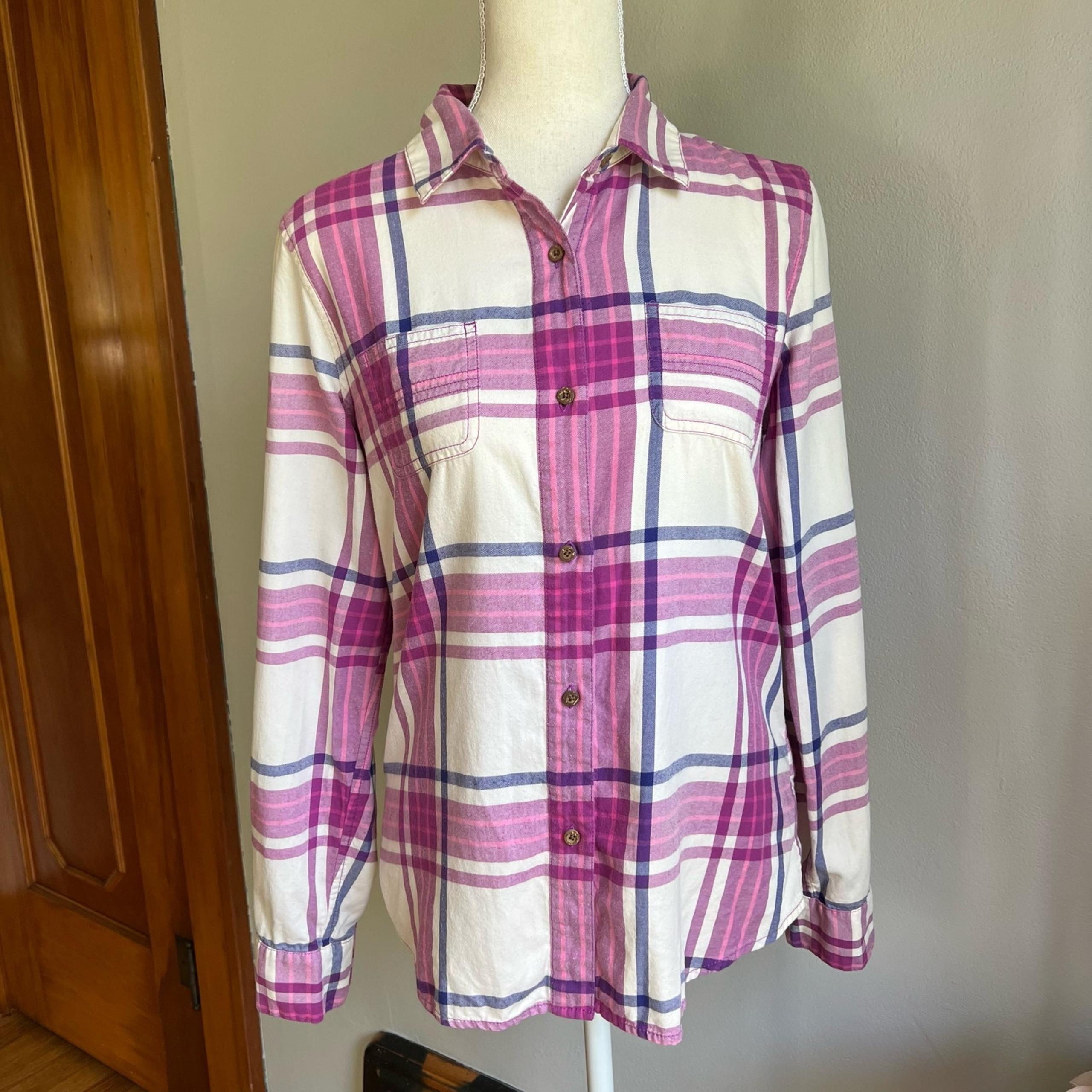 The North Face Greenley Plaid Shirt Long Sleeves Women's Size Medium Purple EUC