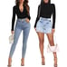 MANGOPOP Long Sleeve Body Suit Mock Turtle Neck Zip Up Bodysuit Size X Large