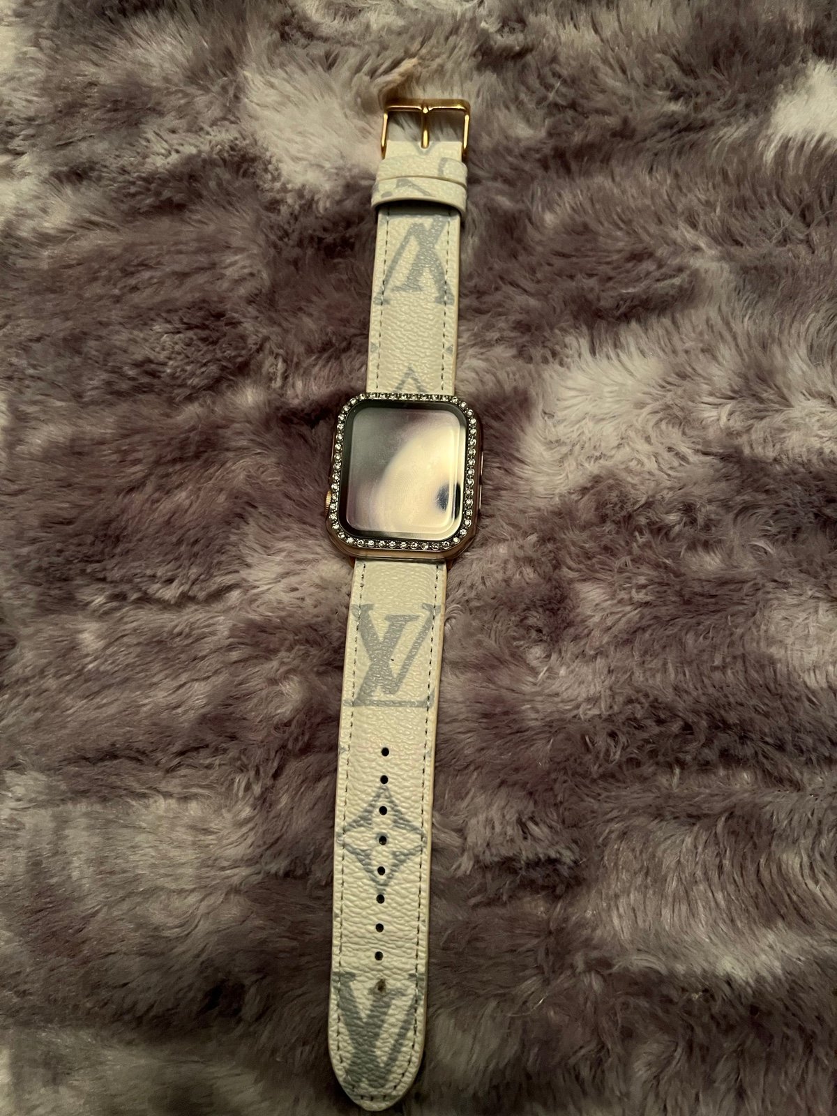 Cream and grey apple watch band