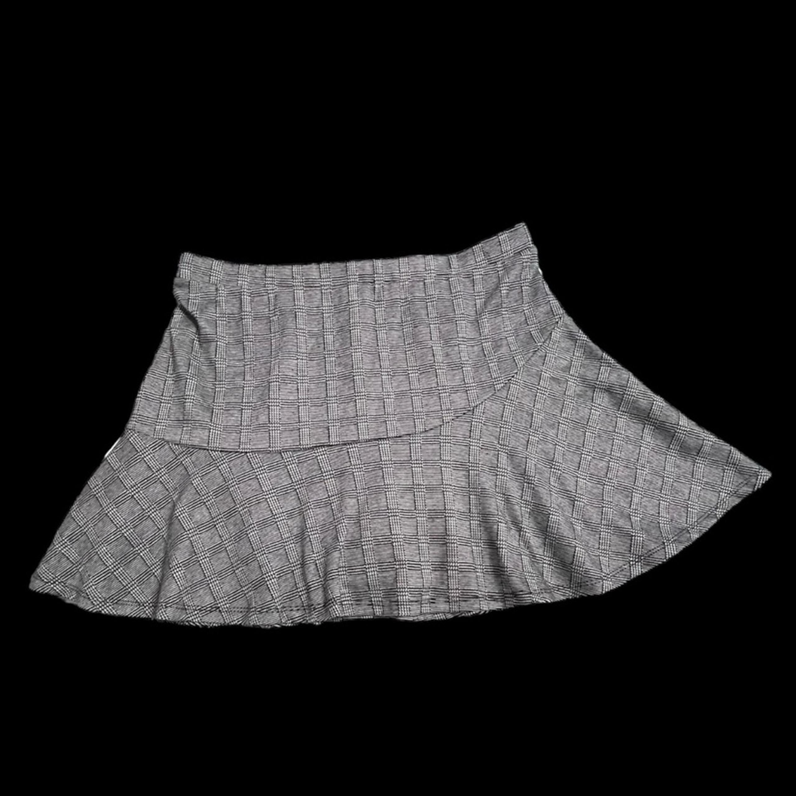 Black Houndstooth Plaid Mini Skirt Juniors Size XL Short Attached