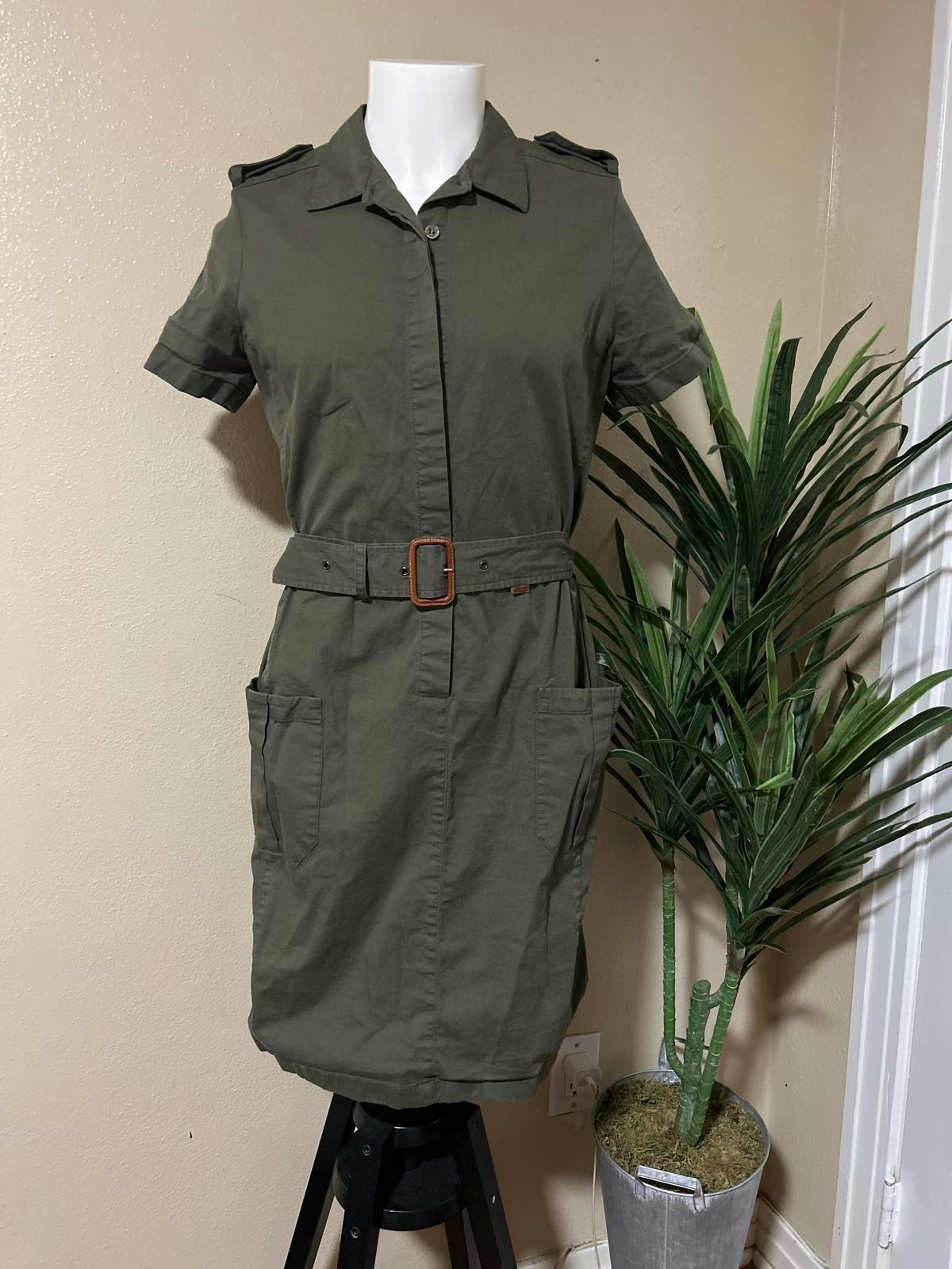 Lacoste Women's Olive Green Utility Dress with Belt size 42