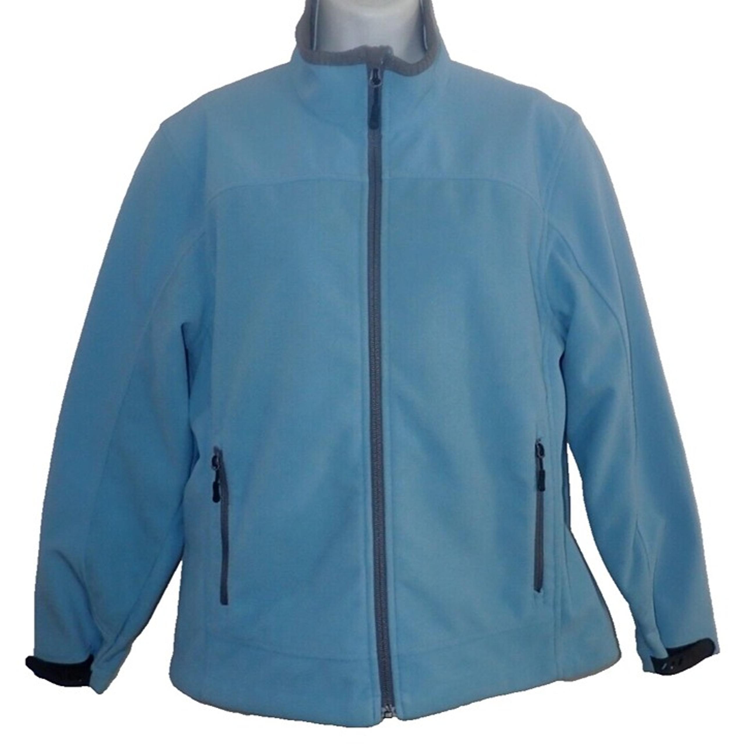 Lands End Windcheck Softshell fleece Jacket women M Blue Gray Lined Full Zip