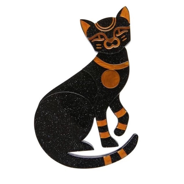 Erstwilder 10th Anniversary Egyptian Cat Glitter Acrylic Resin Brooch Pin