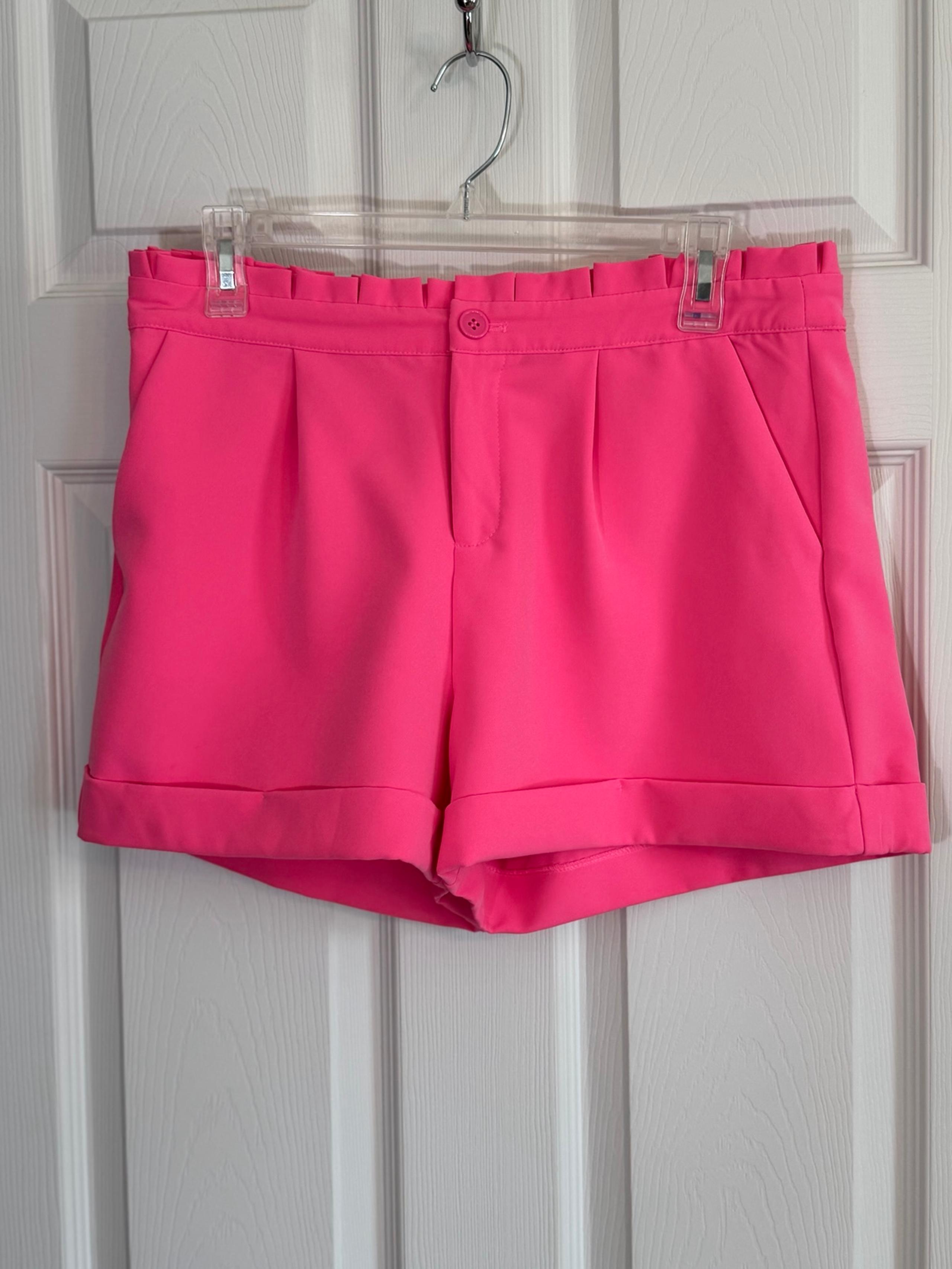 Venus Hot Bubblegum Pink High Rise Paper-bag Cuffed 4” Inseam Shorts Size 10
