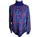 Vintage 80s Turtleneck Knit Pullover Sweater M Purple Floral Ski