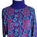 Vintage 80s Turtleneck Knit Pullover Sweater M Purple Floral Ski