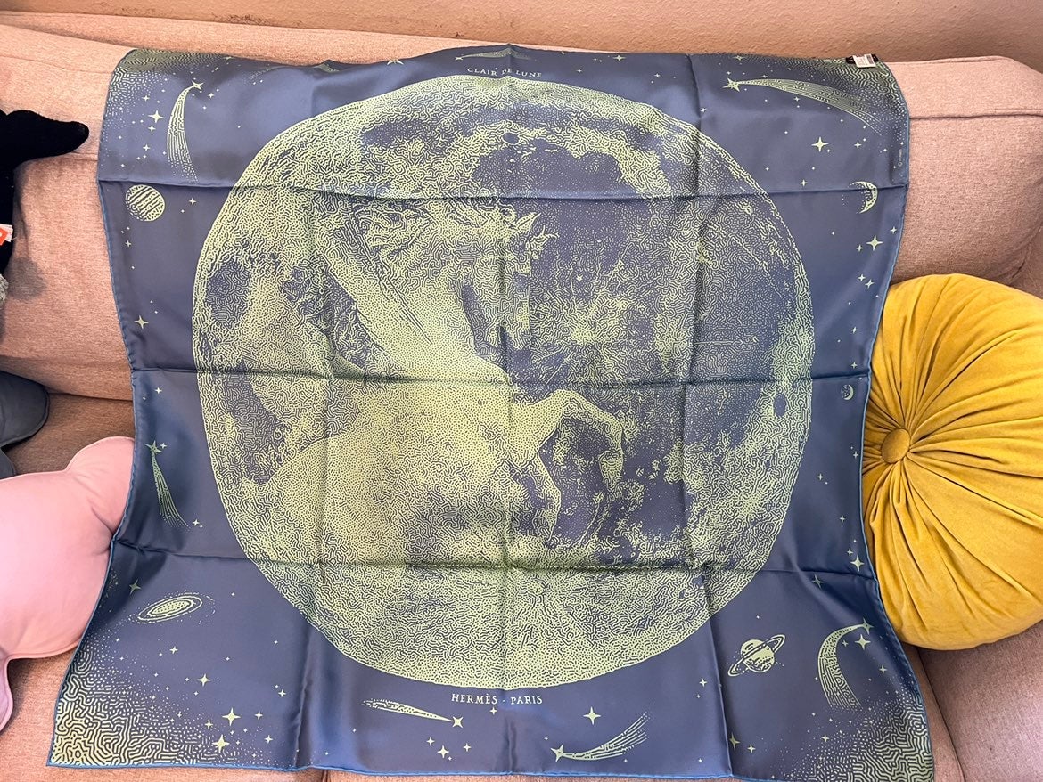 Hermes CLAIR DE LUNE DOUBLE FACE SCARF 90