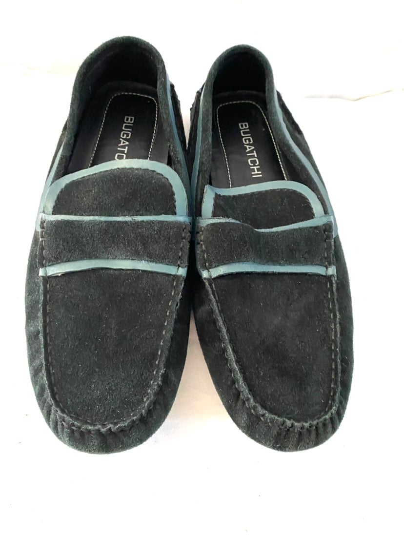 Bugatchi black suede leather loafers 10