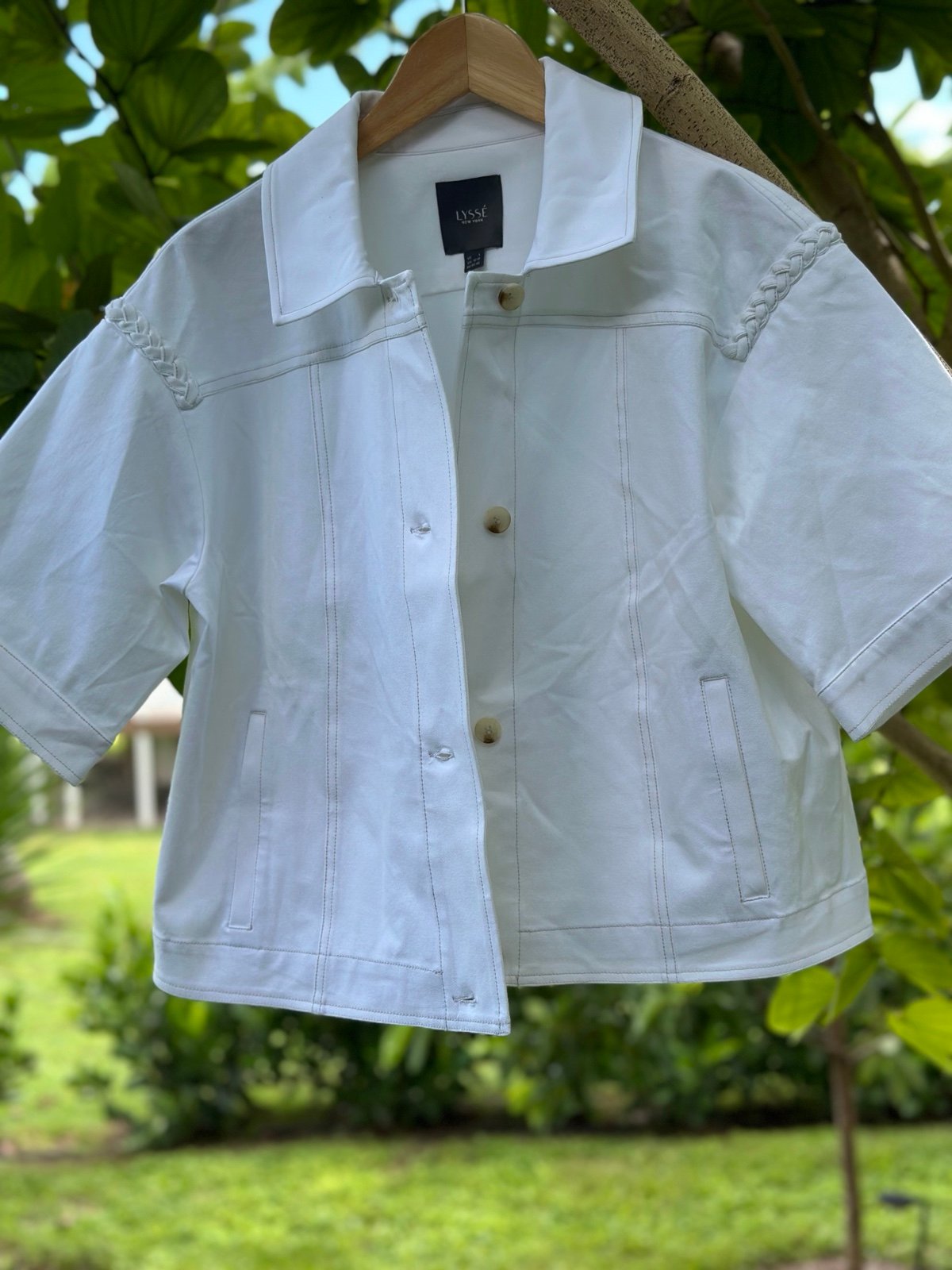 LYSSE Braided Crop Jacket size L White