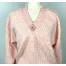 Vtg Minali Angora Wool Sweater L Pink