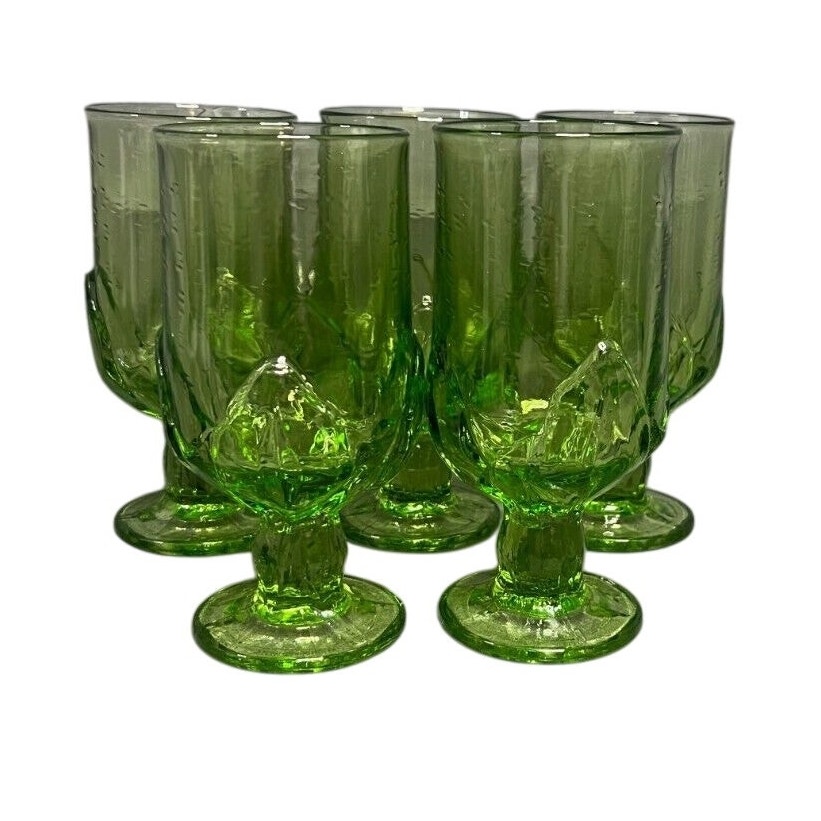 TIFFIN FRANCISCAN CABARET GREEN LOTUS STEMMED WATER GLASSWARE Set Of 5
