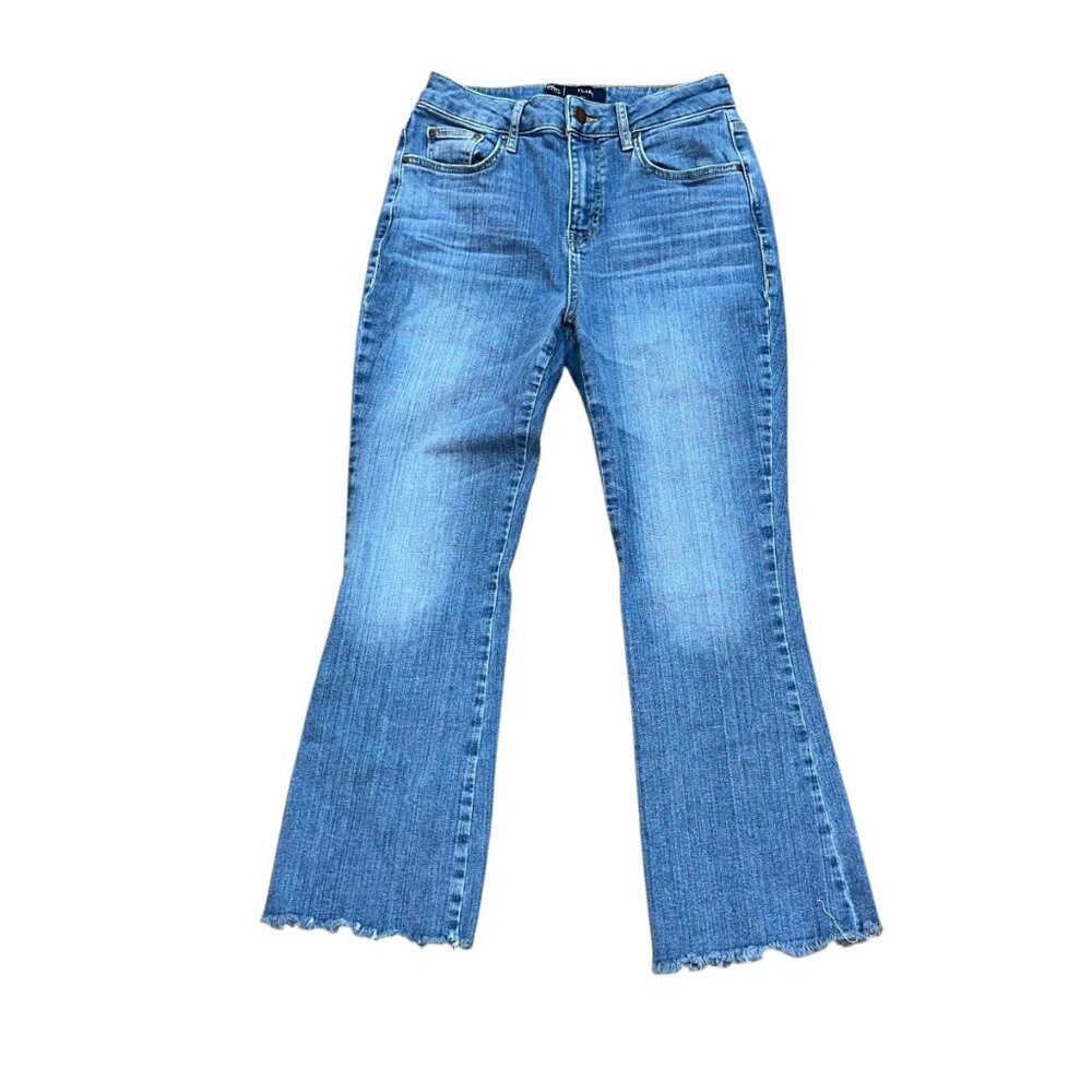 Women Boden Denim Flare Cropped Ankle Jeans Size 6 Raw Hem High Waist Wide Leg