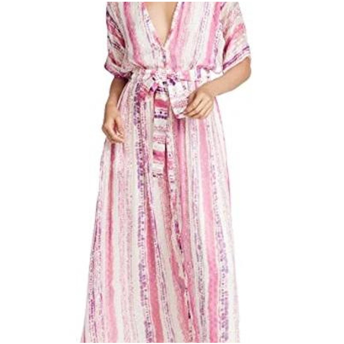 Rococo Sand Maxi Cherie Pink Sparkle Striped Purple Dress Womens Medium