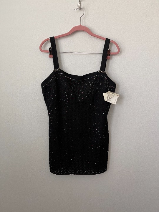 St. John Vintage Evening By Marie Gray Black Rhinestone Sparkle Evening Tank 12