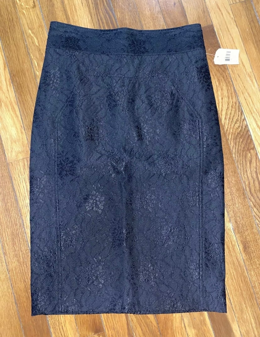 NWT 147 Diane Von Furstenberg Anthropologie Straight Black Lace Pencil Skirt 10