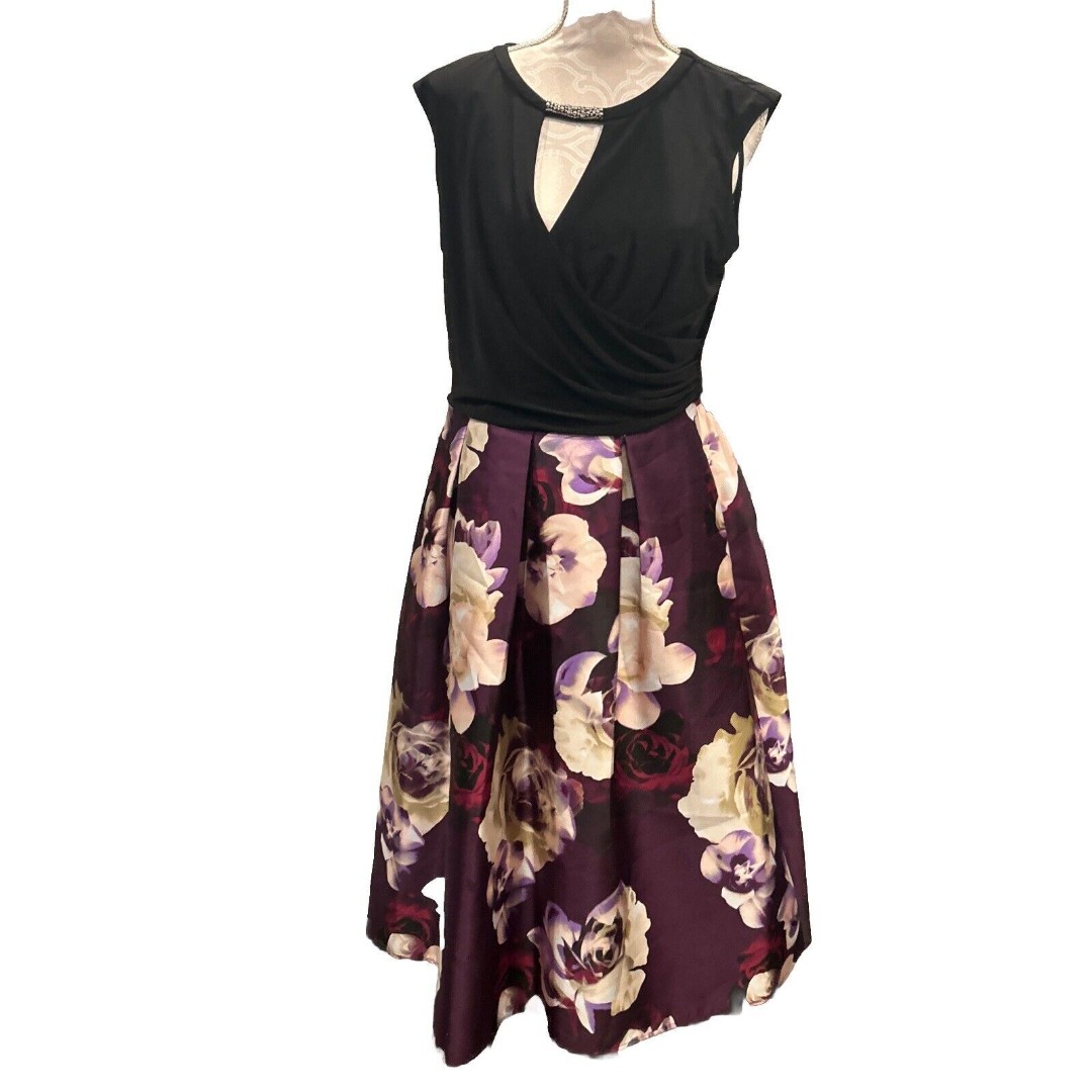 SLNY Women's Missy Front Hi-Low Floral Dress Size 12 Cocktail Pockets