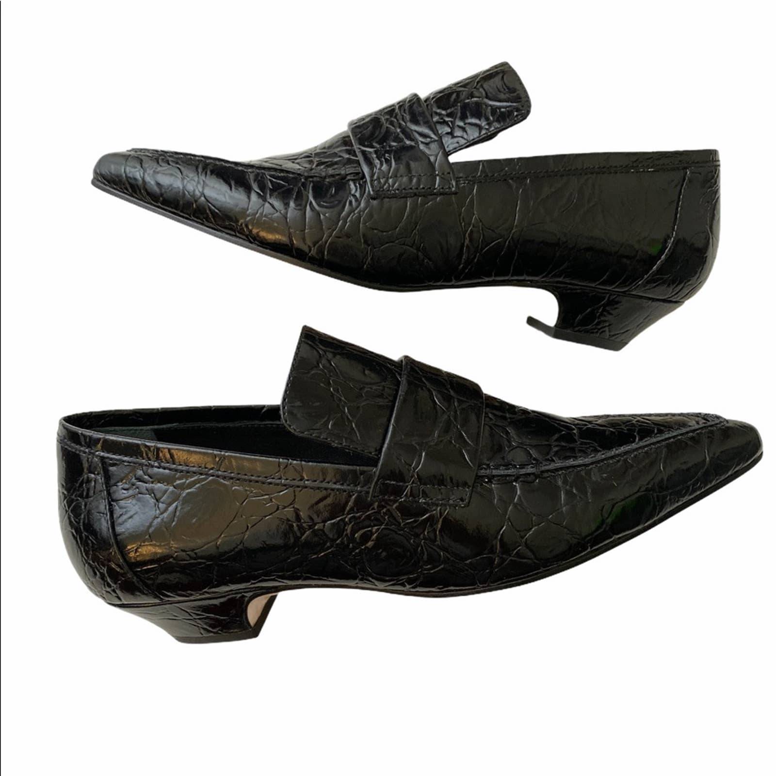 Schutz Black Embossed Emelie Loafers