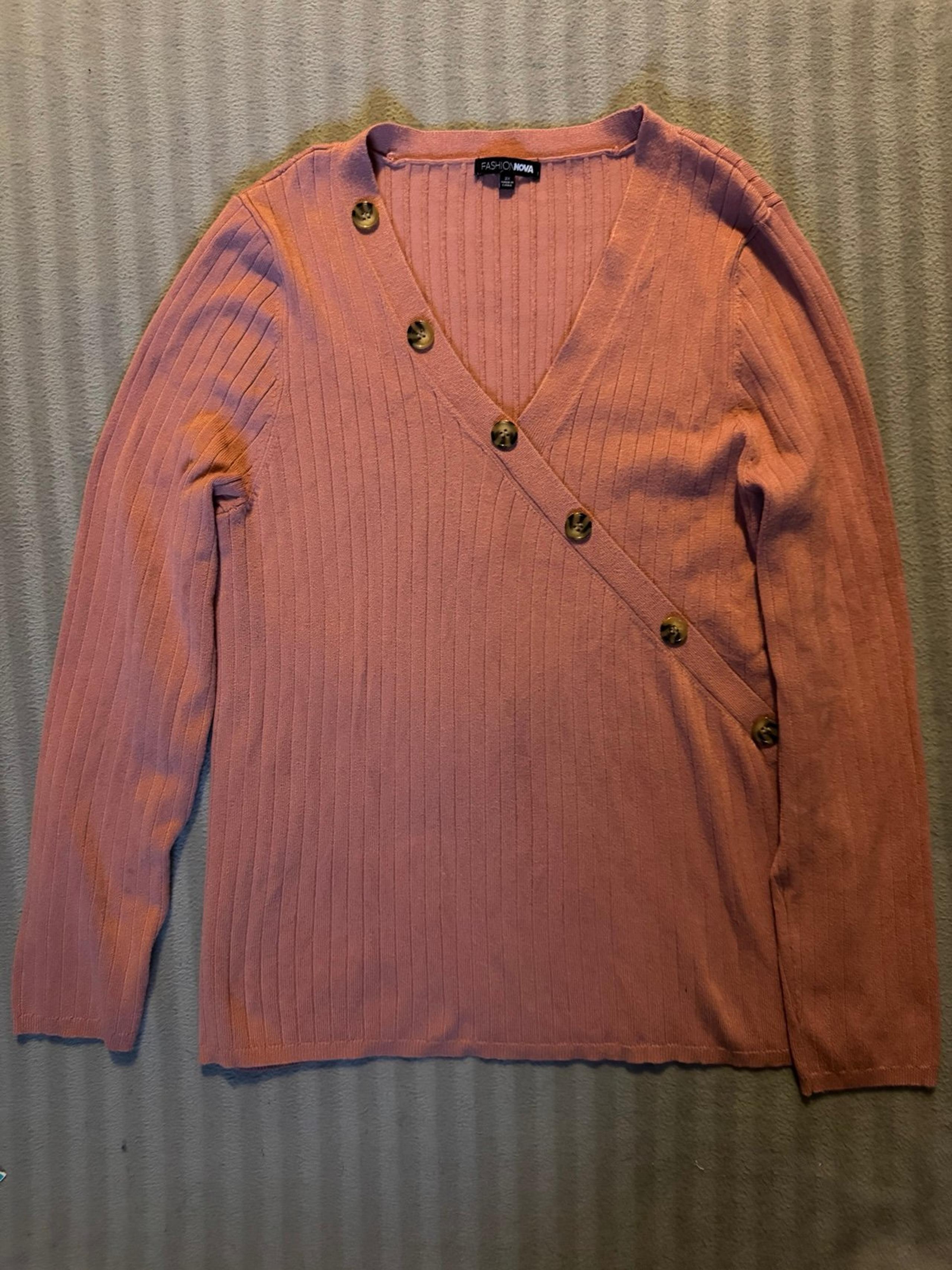 Fashion Nova Button Sweater Cardigan Sz 3X Long Sleeve Women's Stretch