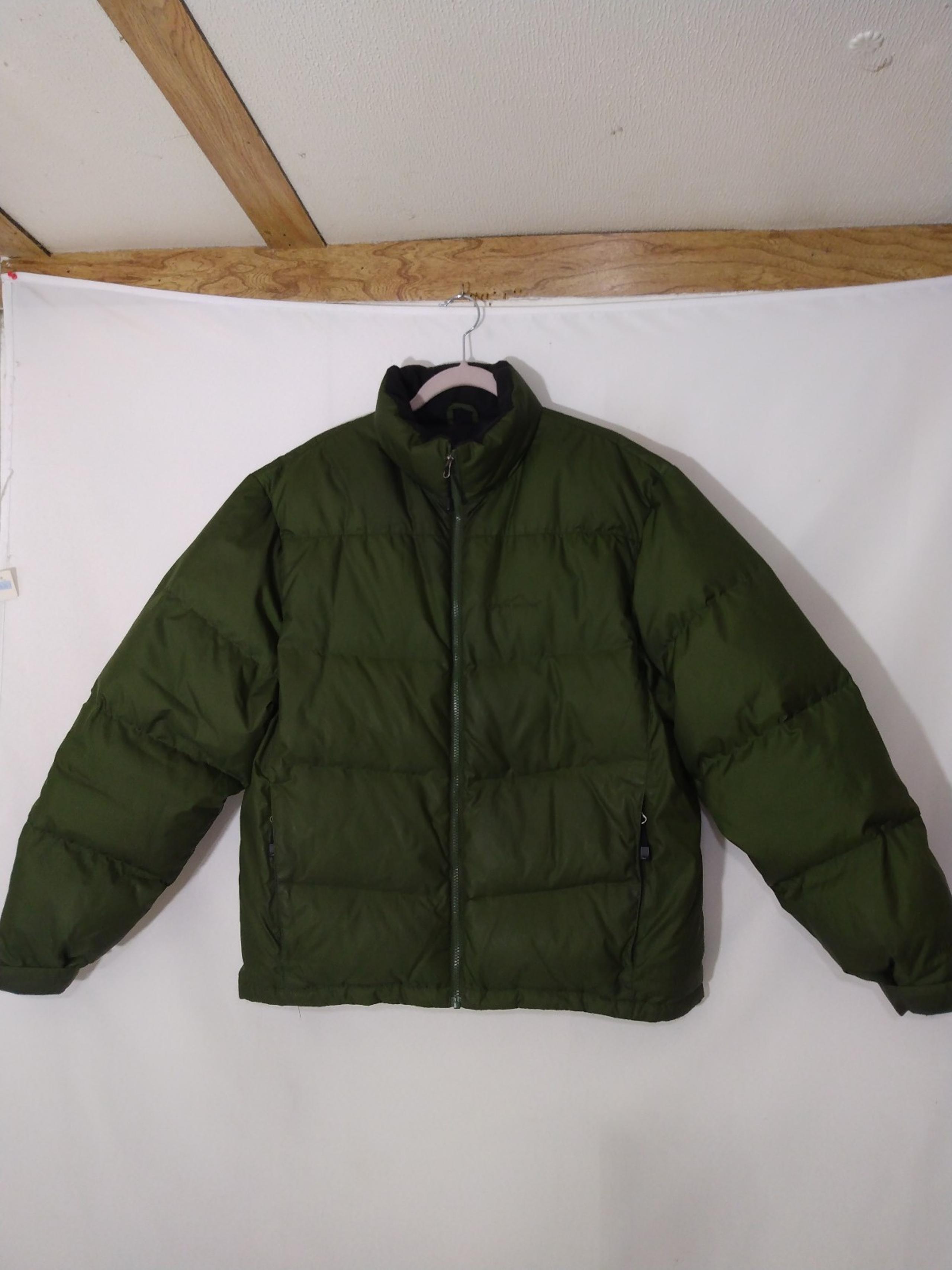 Mens Vintage Eddie Bauer Premium Goose Down Olive Green Puffer Jacket Sz Large