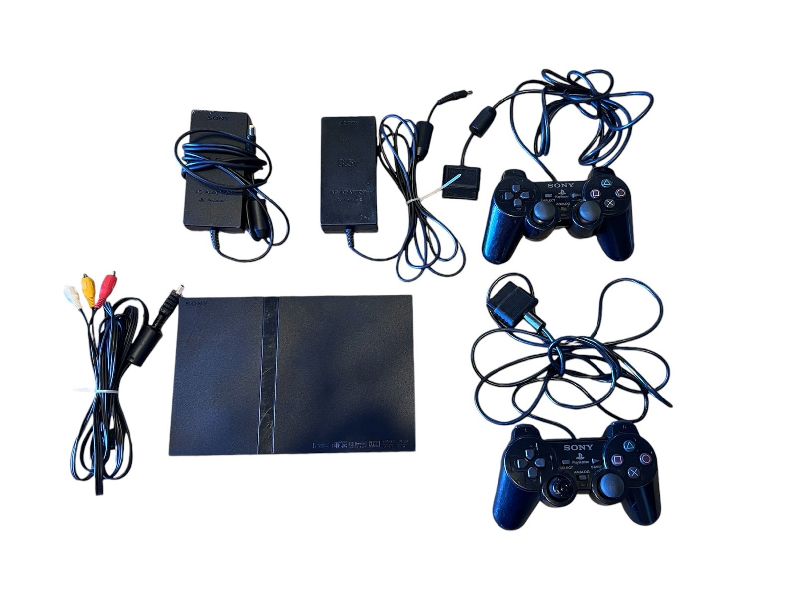 PlayStation 2 PS2 Slim Console Bundle - 2 Oem Controllers & 2 Chargers - Tested