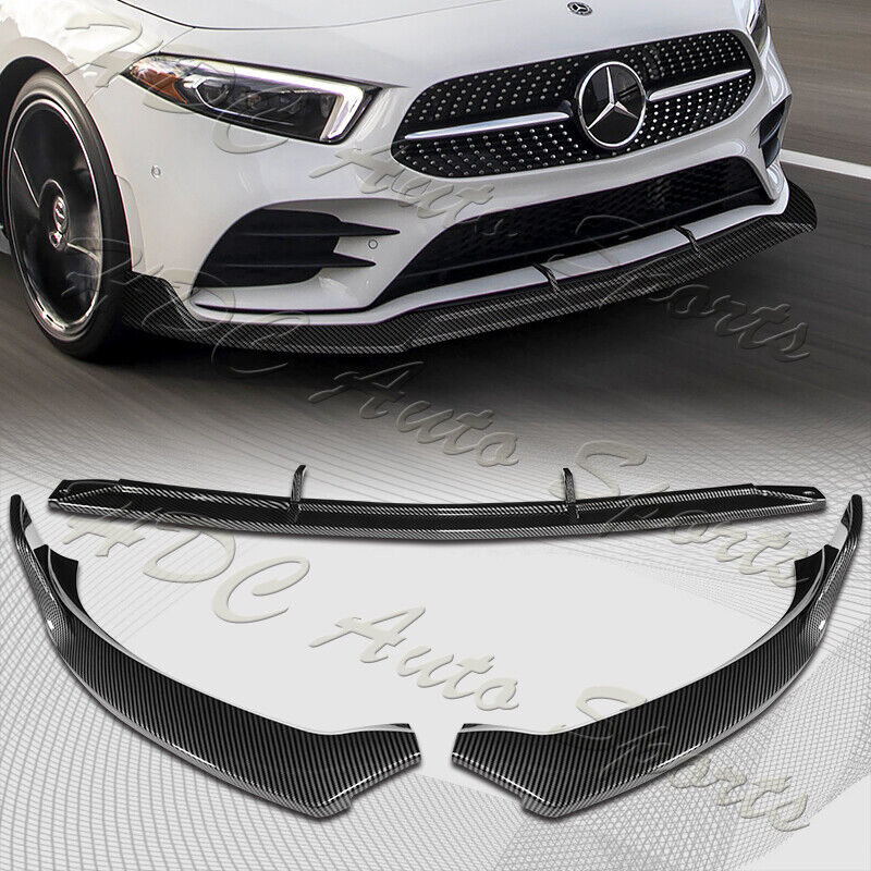 For 2019-2023 Mercedes A-Class AMG W177 Carbon Painted Front Bumper Lip Spoiler