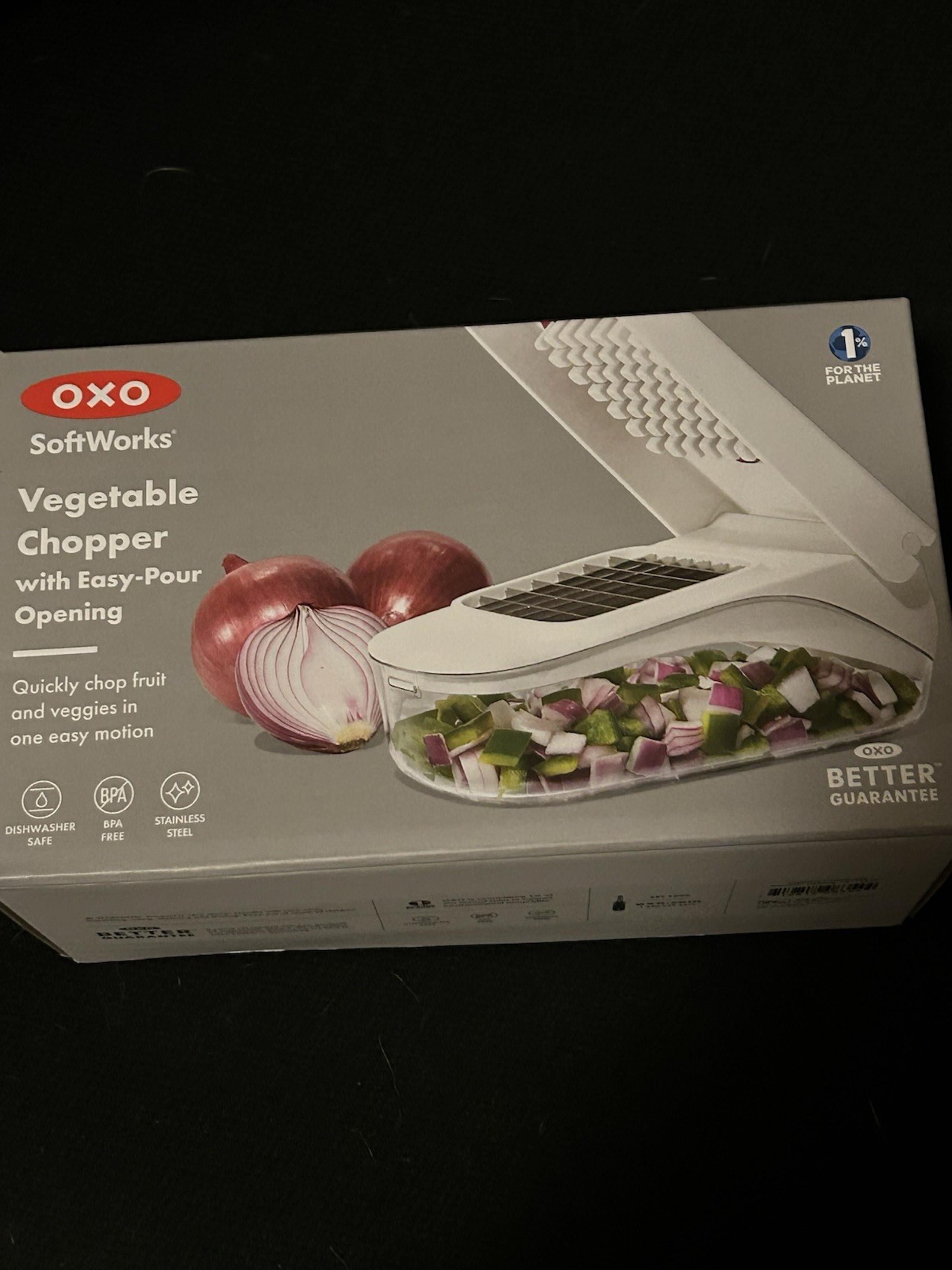 OXO Softworks Manual Vegetable Food Chopper with Easy Pour Opening - White