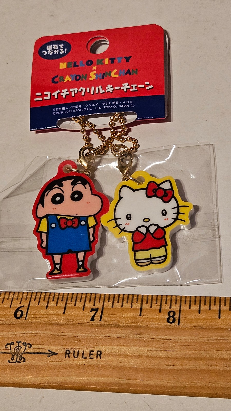 Crayon Shin-chan x Hello Kitty matching keychains Sanrio