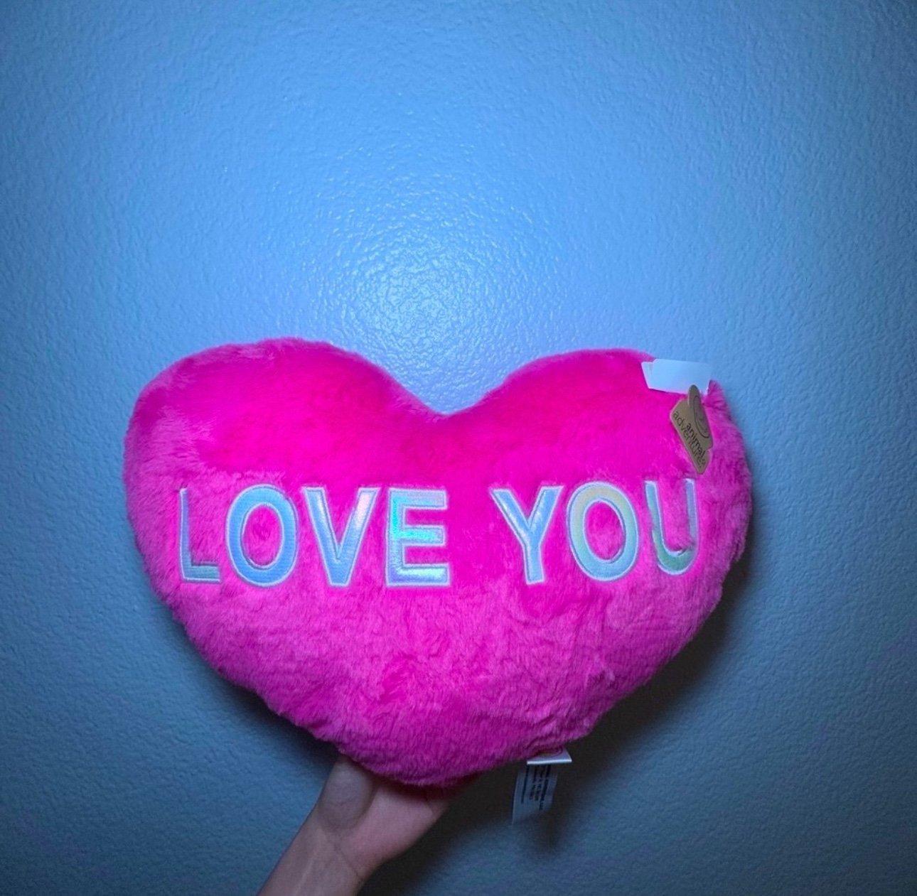 Pink Heart-Shaped 'Love You' Medium Size Pillow