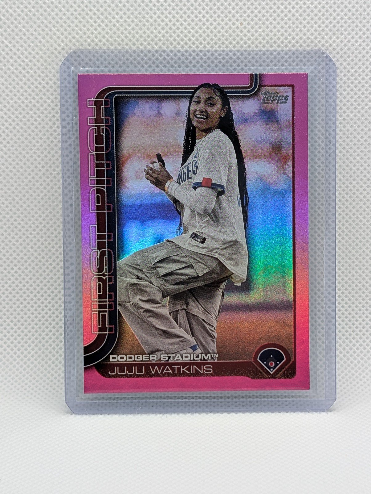JuJu WATKINS 2025 Topps Series One MLB FIRST PITCH PINK PARALLEL SP #FP-3 USC RC