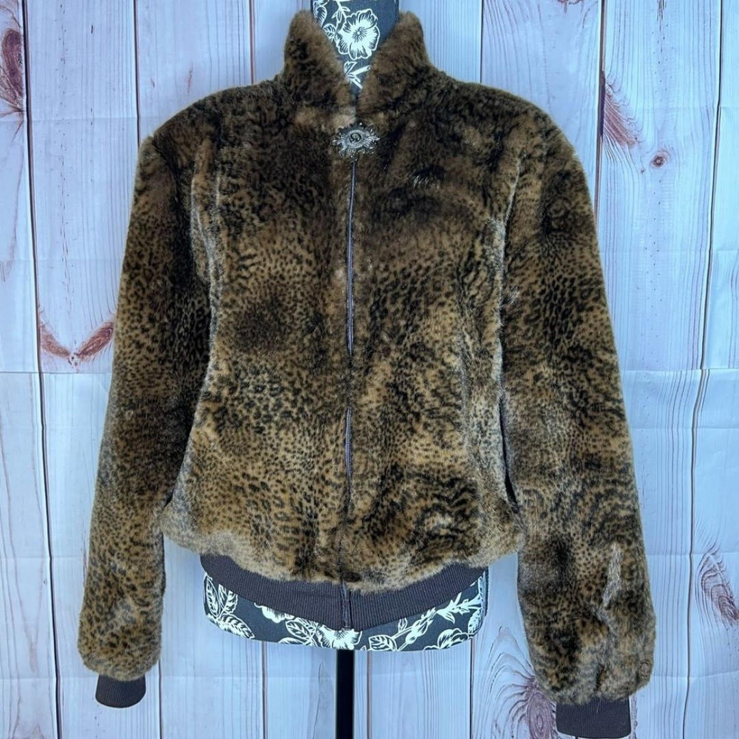 St John Collection Faux Fur Bomber Coat