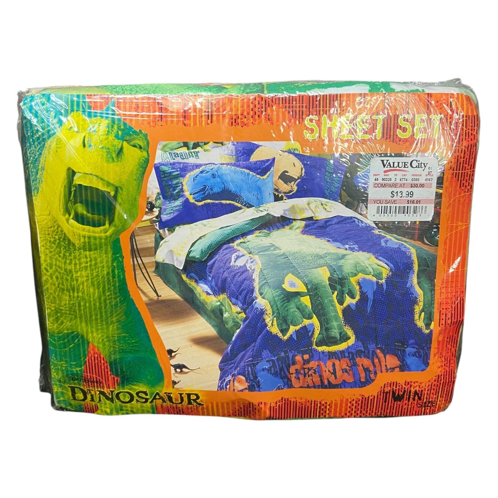SEALED Sheet SET Disney Dinosaur VTG 2000 Twin Sized Bed Pillowcase Flat Fitted