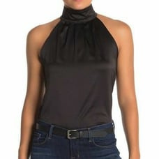 Kendall & Kylie Black Satin Halter Top S