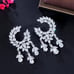 Round Crystal Statement Earrings, Women's White Crystal Statement Earrings