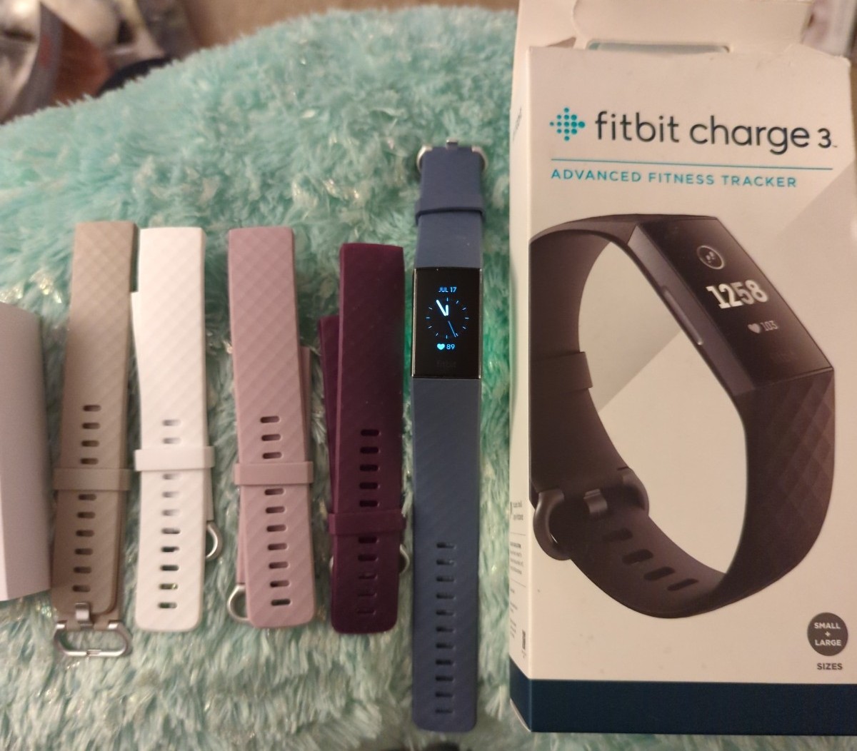 Fitbit Charge 3 Activity Tracker w/ 5 total bands (large open box)