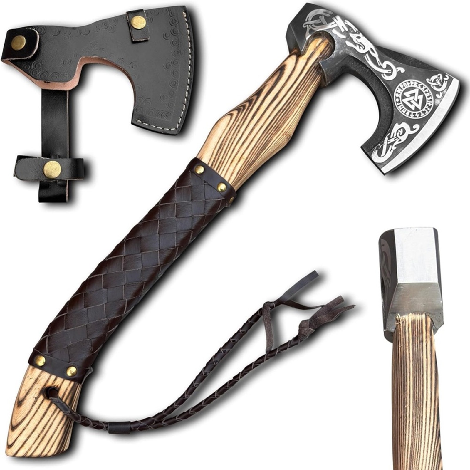 Custom Handmade Viking Axe - Carbon Steel Blade, Ash Wood Handle, Hand-Forged