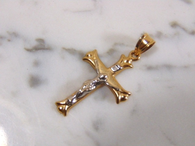 10k Gold Religious Cross Jesus Pendant