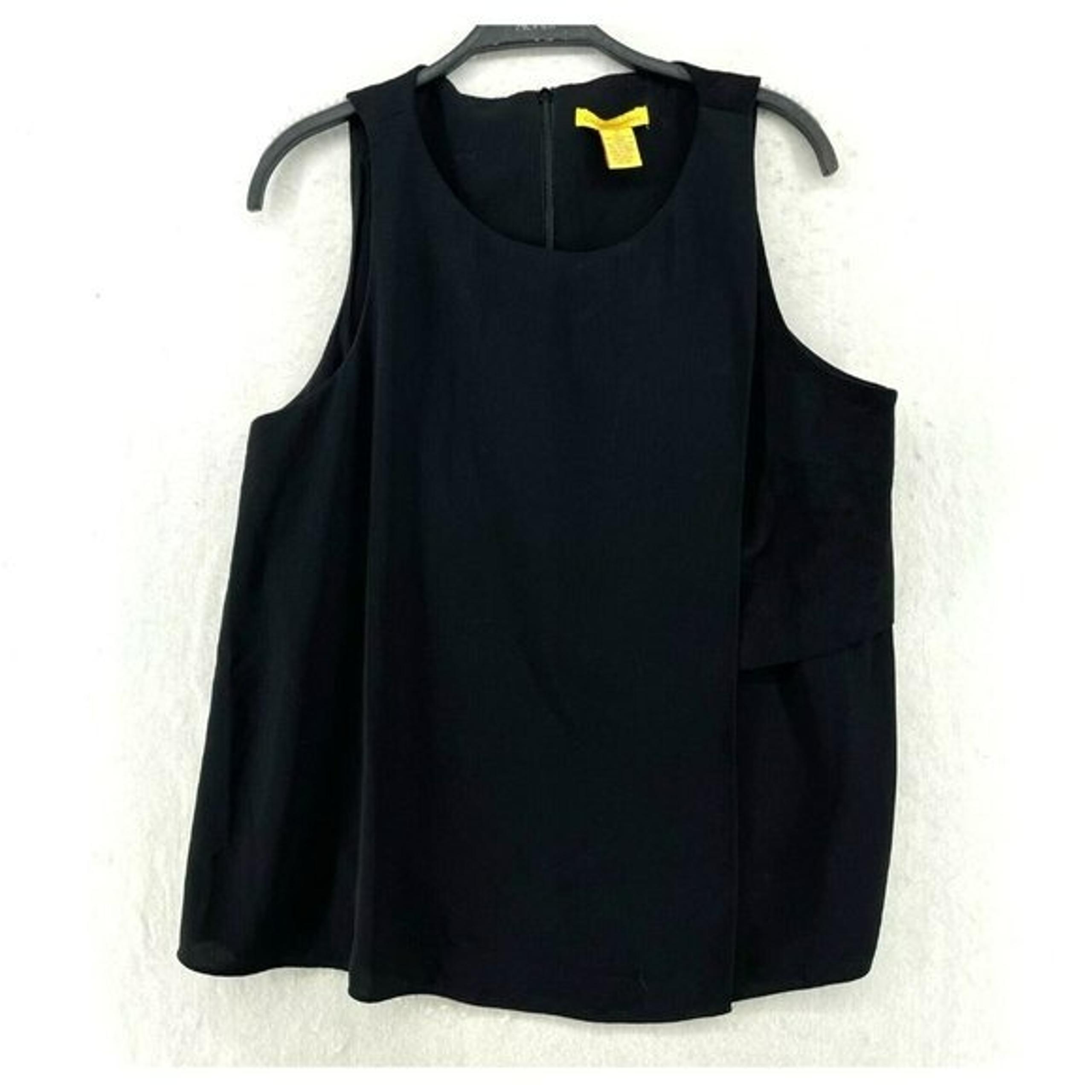 Catherine Malandrino Tank Top Womens Sz 10 Black Round Neck Back Zip Layered