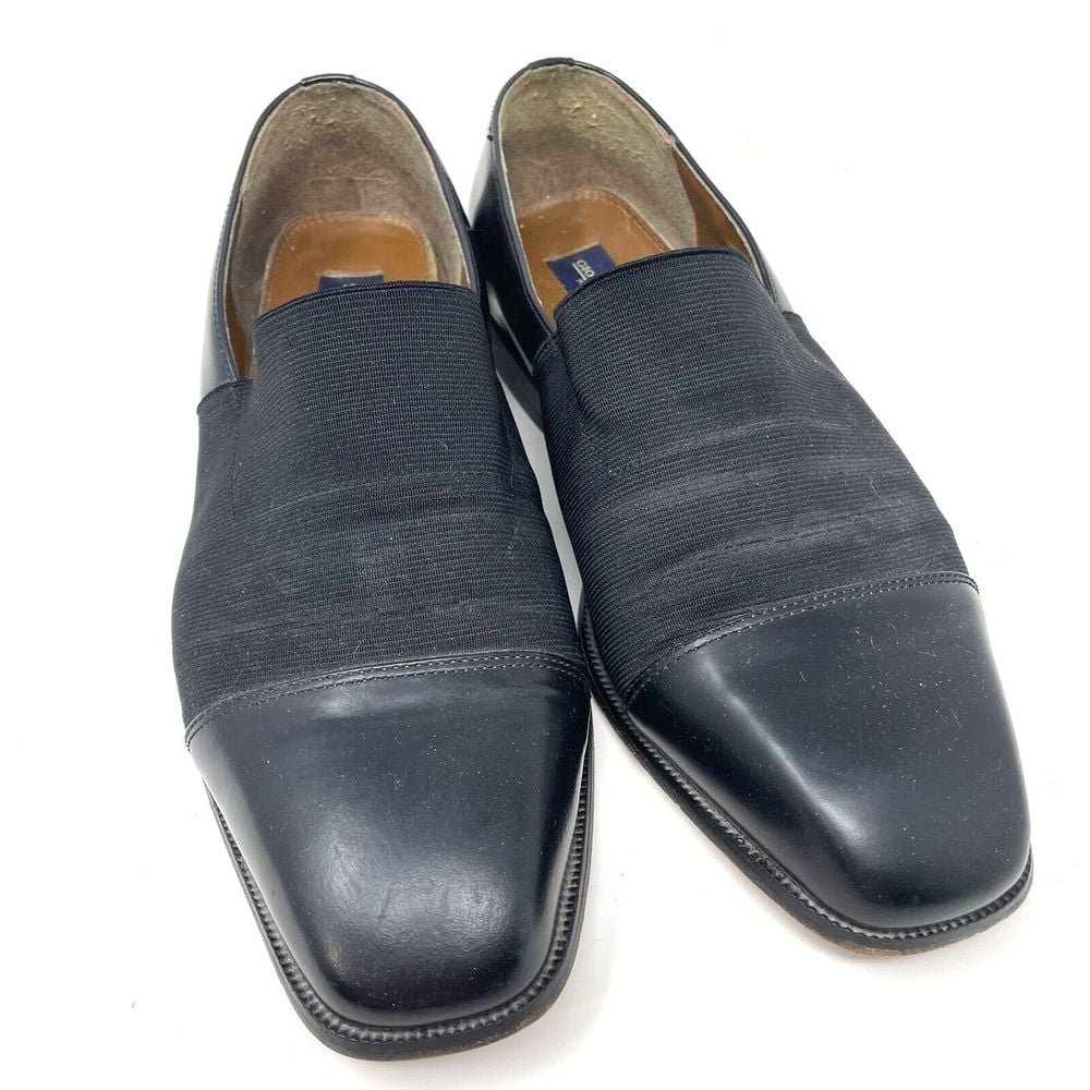 Giorgio Brutini Black Slip-on Mens Dress Shoes Leather Stretch Band Size 9M