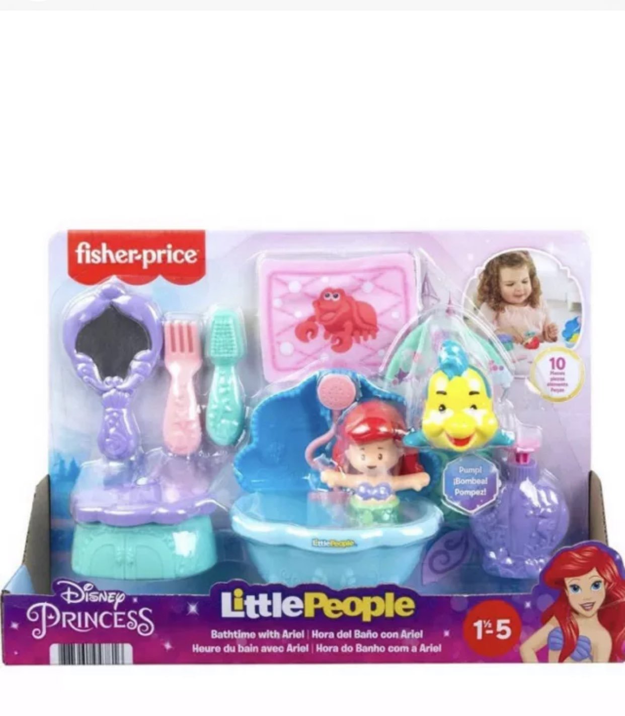 Little People Disney Areil Flounder Bathtime 10 pcs set New Holiday Gift