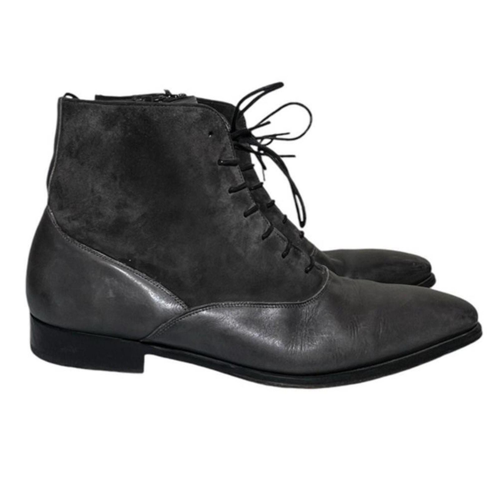 Mezlan Men’s Leather Ankle Boots Gray Suede Leather Lace Up Shoes Size 10.5